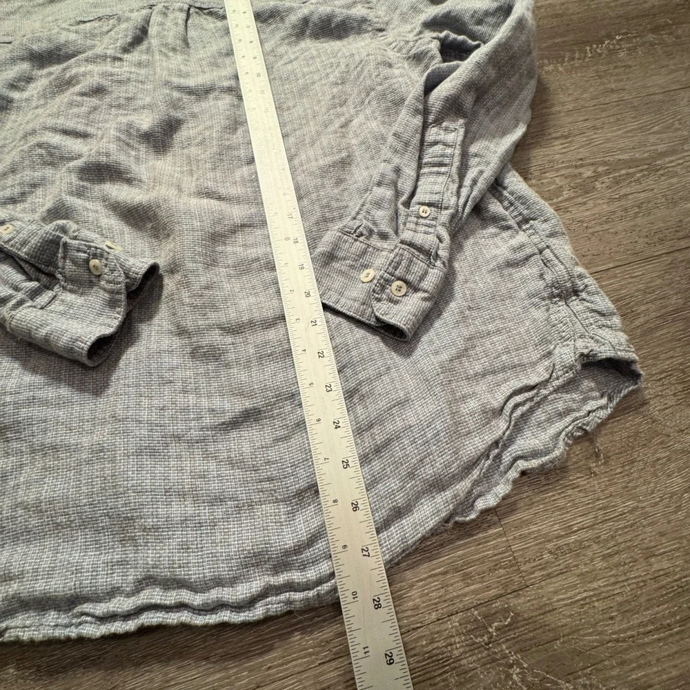 Banana Republic Shirt Mens L Blue Gray Kint 100% Linen Vacation Costal Casual